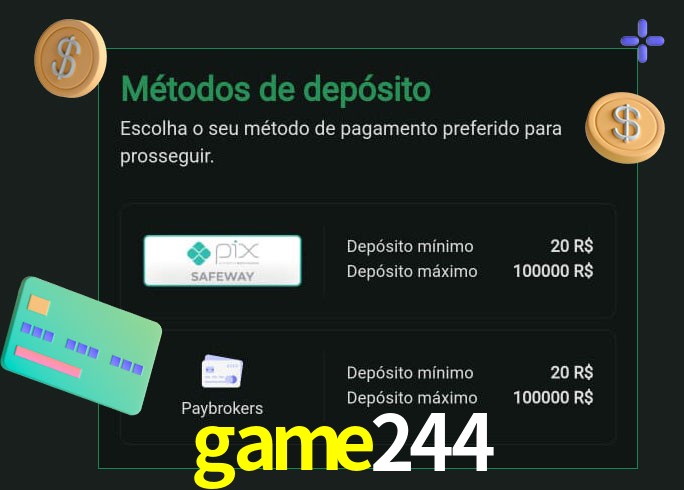 O cassino game244 oferece uma grande variedade de métodos de pagamento